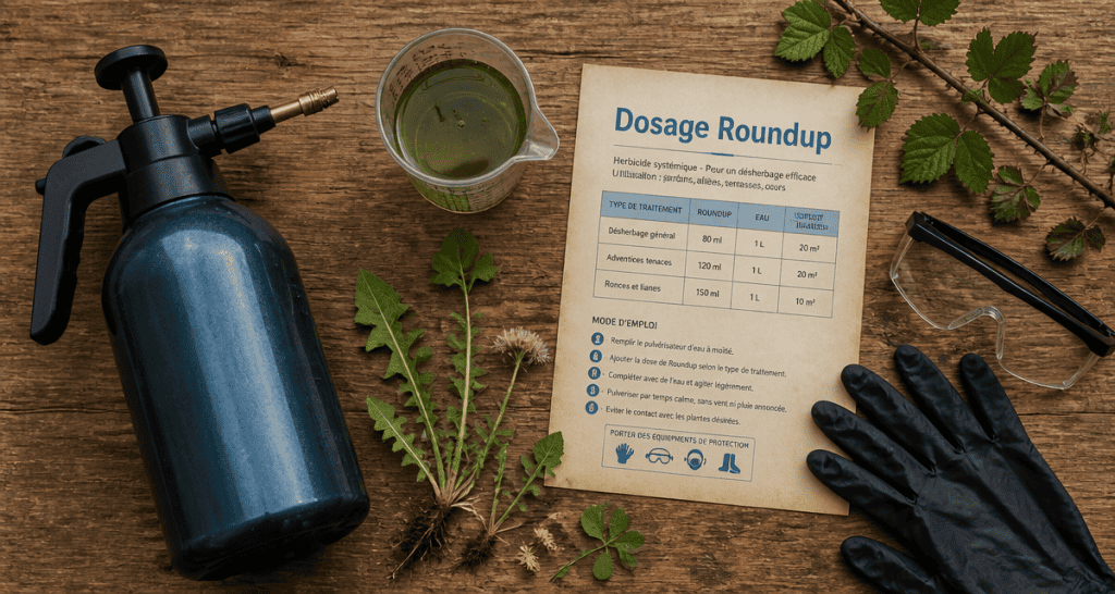 dosage roundup pulvérisateur et fiche