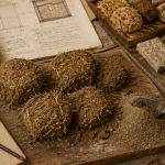 matériaux mur en torchis sur plan de travail atelier