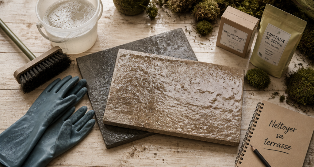 nettoyer dalle de terrasse avec produits naturels