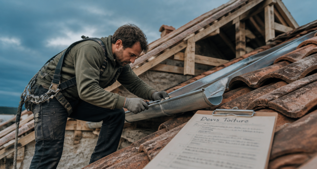 Top toiture artisan couvreur pose gouttière sur toit