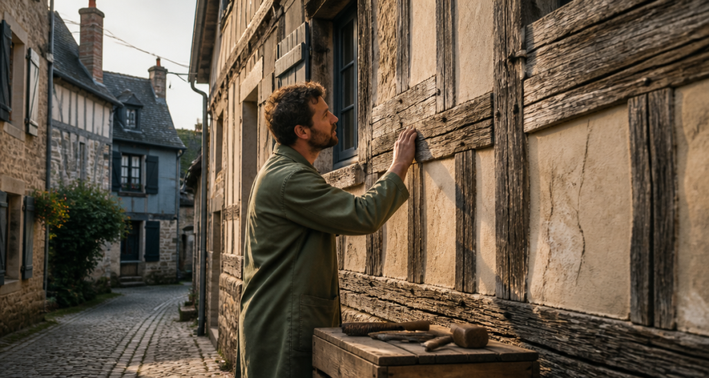 mur colombage restauré artisan
