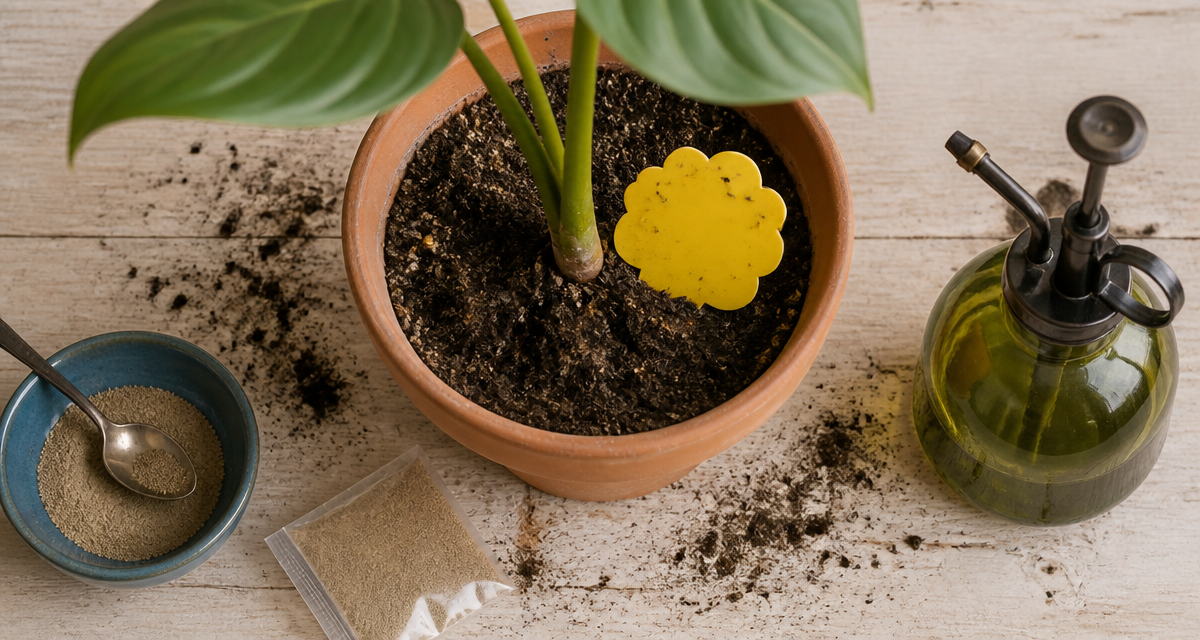 produit anti moucheron plantes sur pot terreau piège nématodes sable