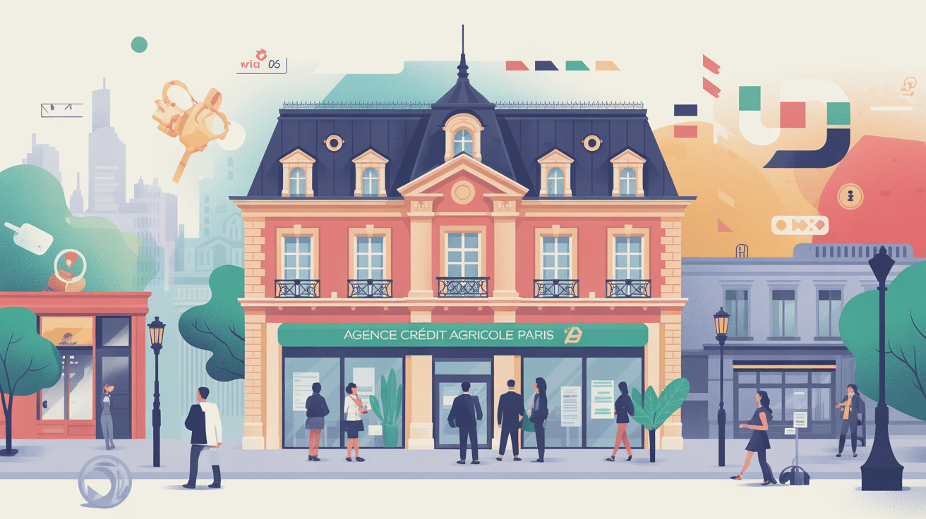 credit agricole paris agence illustration façade