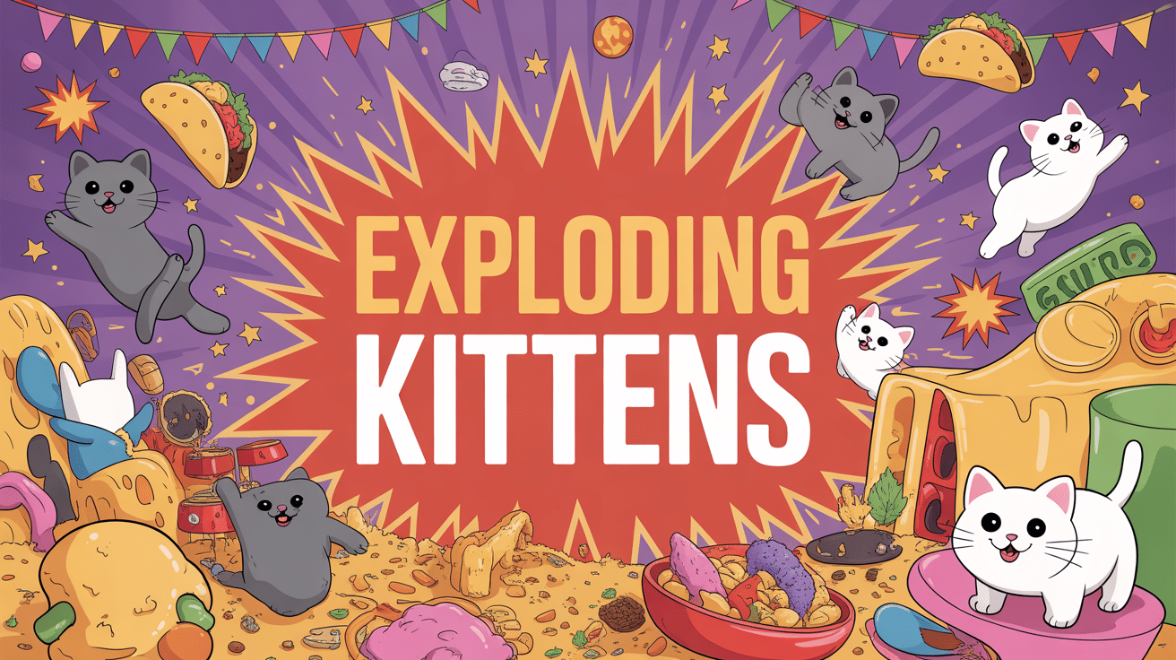Exploding Kittens avis illustration jeu de société cartoon
