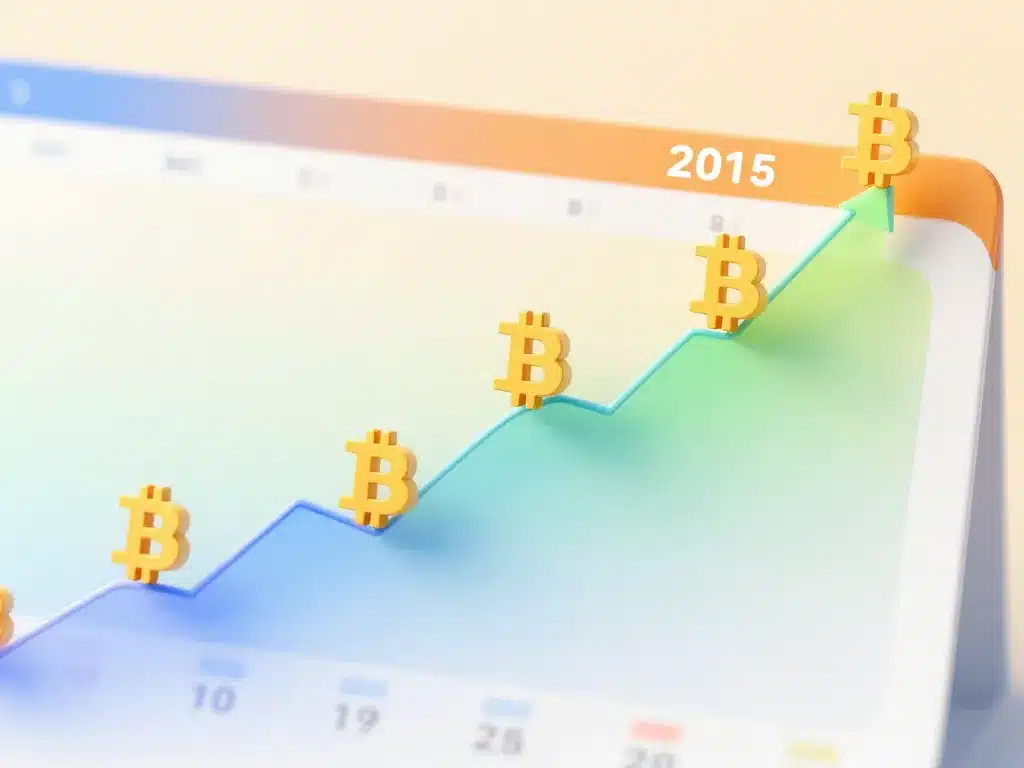 Courbe de prix du bitcoin en 2015 sur une chronologie visuelle