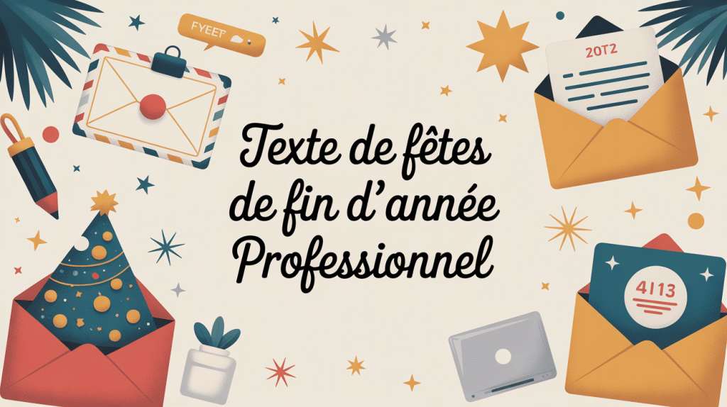 illustration texte fêtes de fin d'année professionnel carte bureau