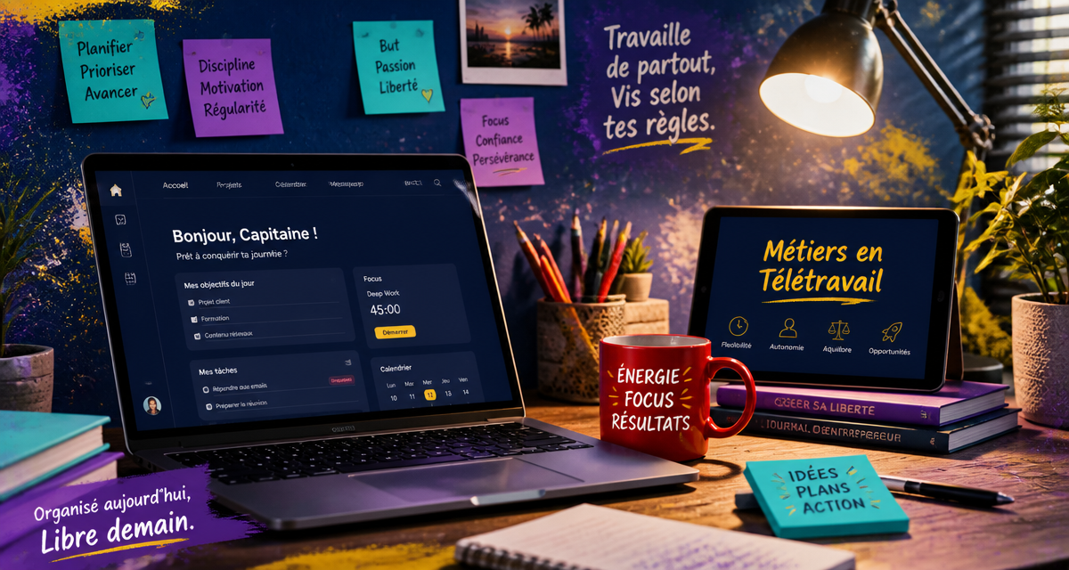 espace bureau métier en télétravail moderne
