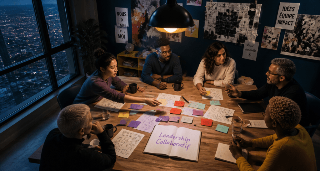 Réunion équipe leadership collaboratif