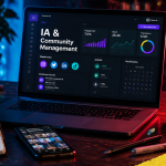 Outils IA community management sur bureau moderne