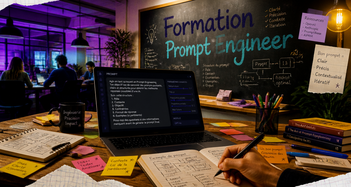 prompt engineer formation table carnet ordinateur
