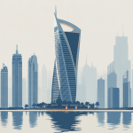 Vue stylisée de Almas Tower emblème du business à Dubaï