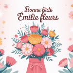 bonne fete emilie fleurs illustration bouquet élégant pastel
