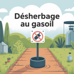 dessin prevention desherber au gasoil sur allee gravier