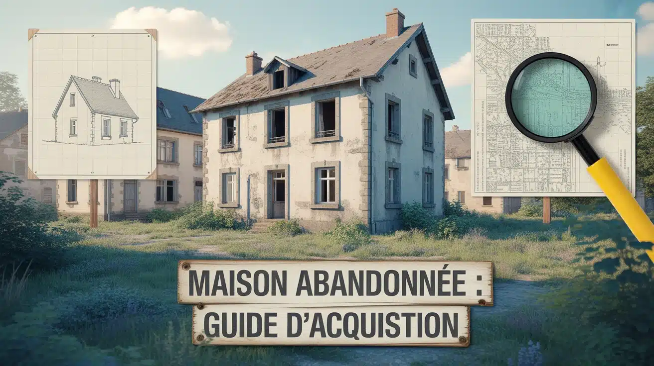maison abandonnée illustration façade fissurée plan cadastral