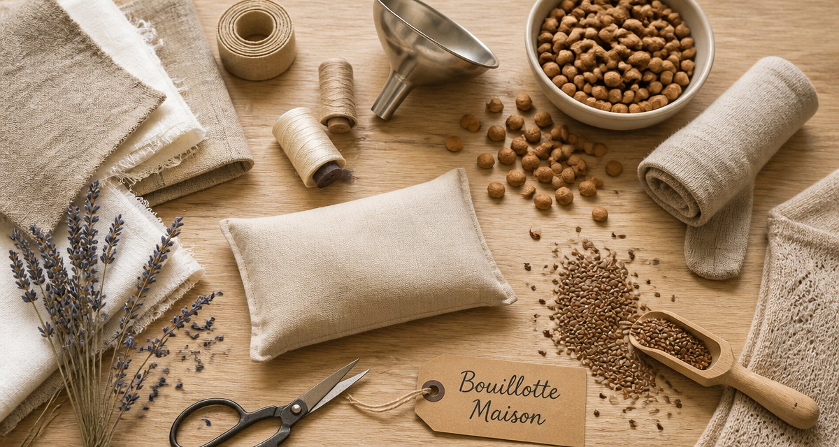 comment faire une bouillotte maison avec tissu et garnitures naturelles