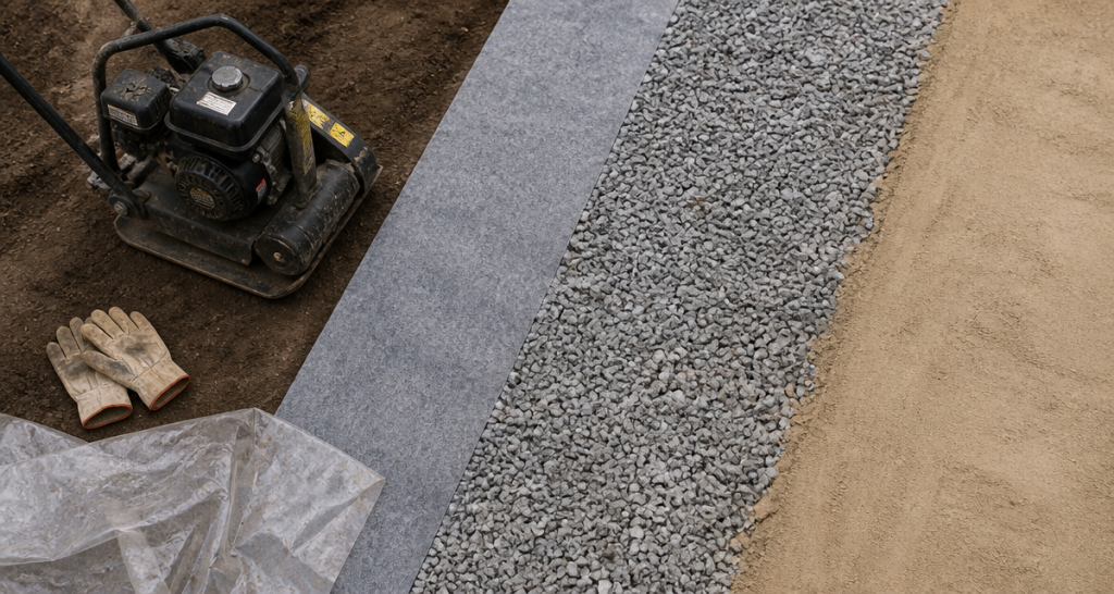 gravier sous dalle béton préparation chantier
