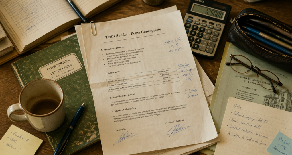 tarif syndic petite copropriété contrat bureau