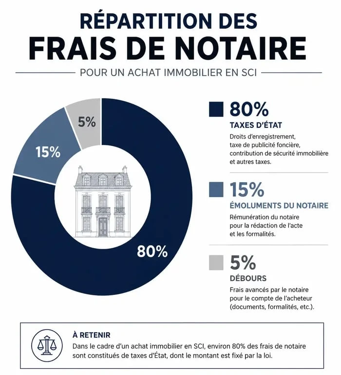 Répartition des frais de notaire pour un achat immobilier en SCI