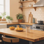 entretien plan de travail bois illustration cuisine chaleureuse