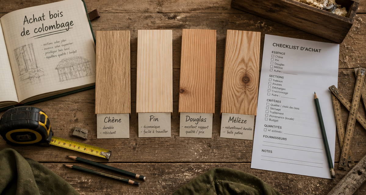 achat bois pour colombage échantillons et checklist