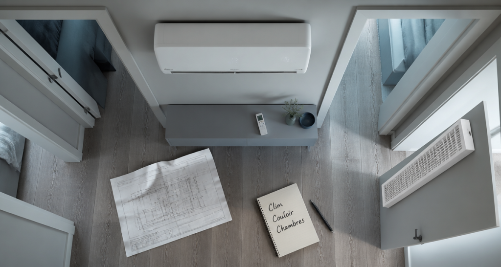 clim dans couloir pour refroidir les chambres, photo couloir moderne avec clim