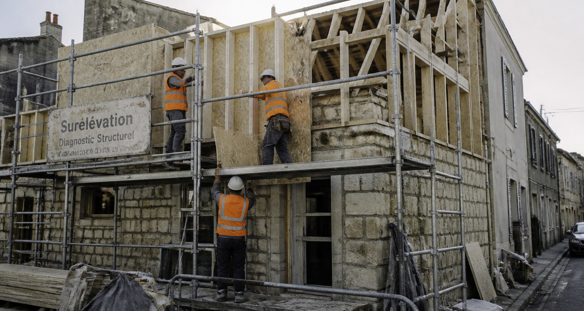 surélévation maison ancienne chantier diagnostic