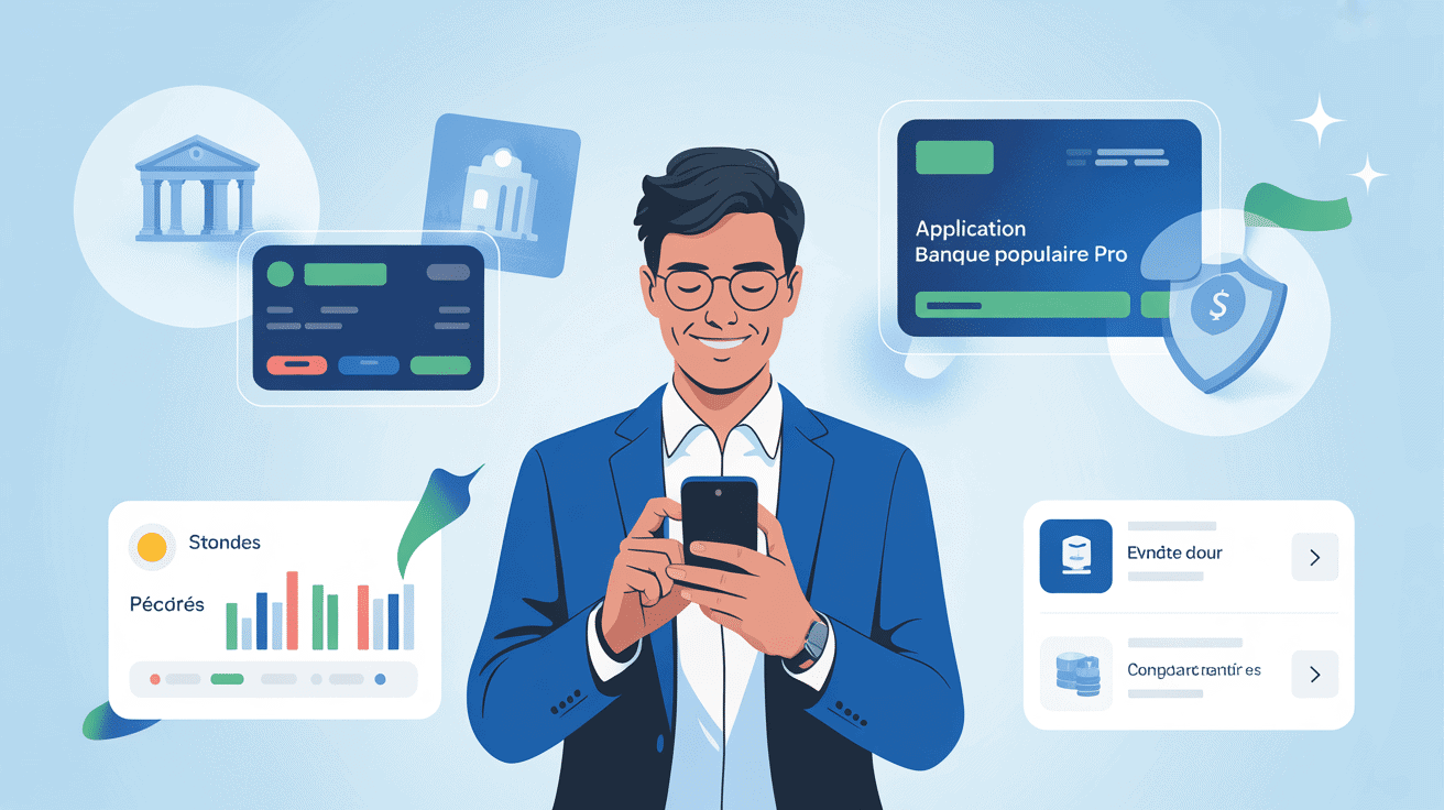 application banque populaire pro sur smartphone par un professionnel