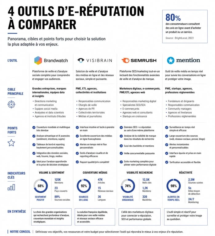 Comparatif des meilleurs outils d'e-réputation pour entreprises et marques