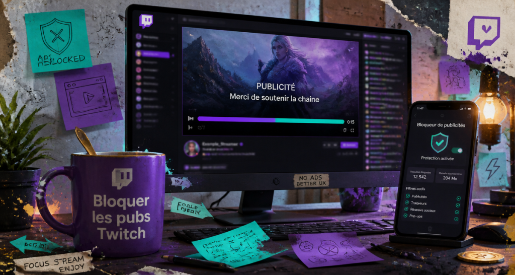 Bloquer les pubs Twitch : 4 méthodes testées pour retrouver un visionnage fluide