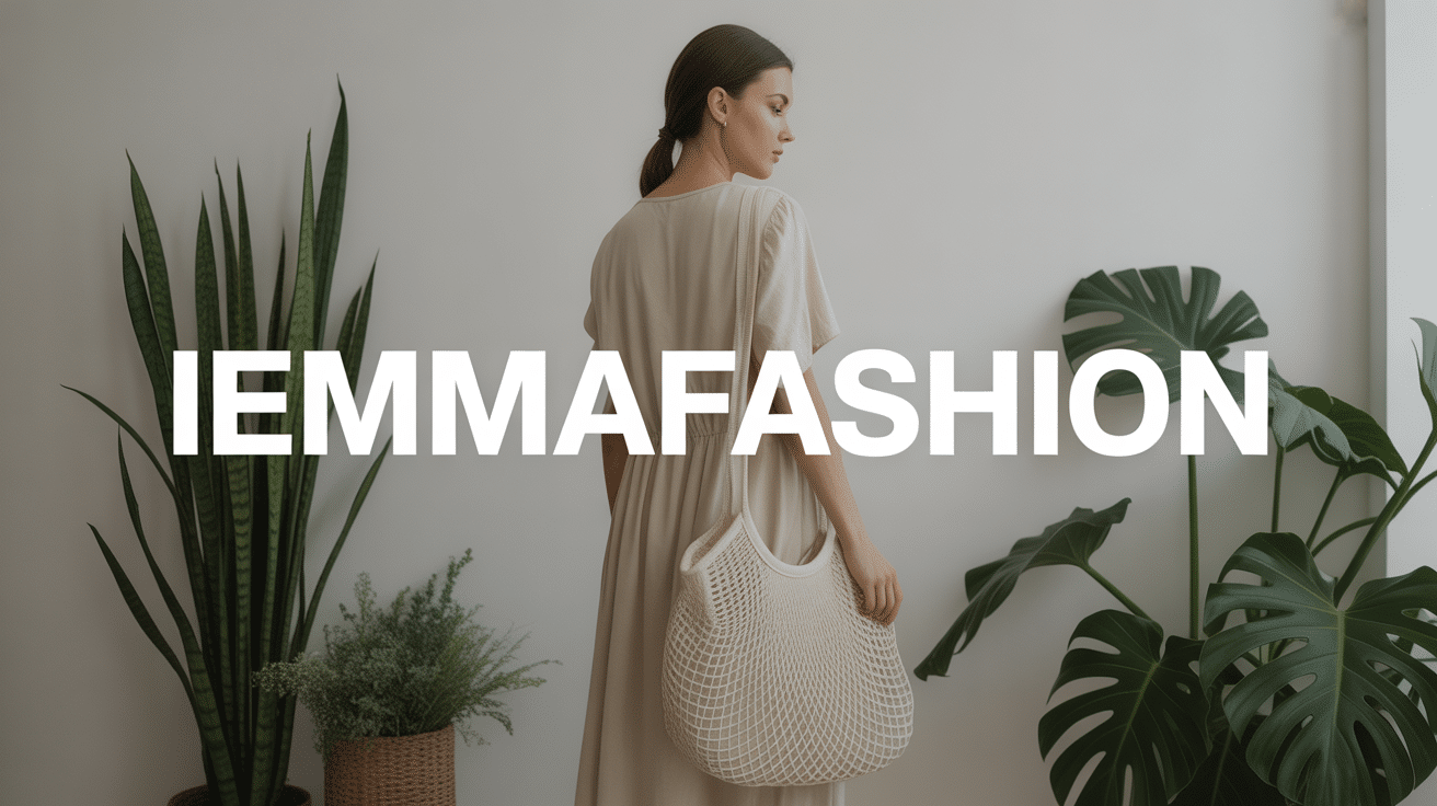 femme avec robe fluide beige sac toile iemmafashion