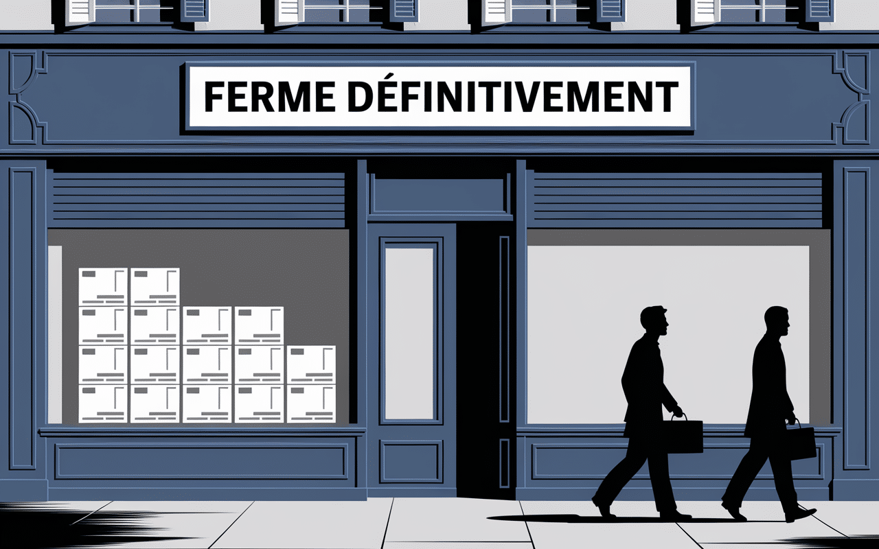 magasin maison ethier fermé panneaux et employés tristes