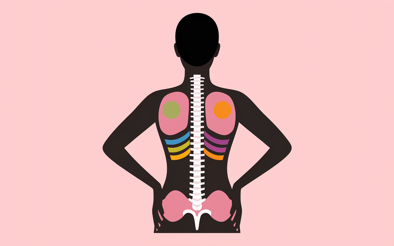 Zones de tatouage sur le dos féminin illustrées