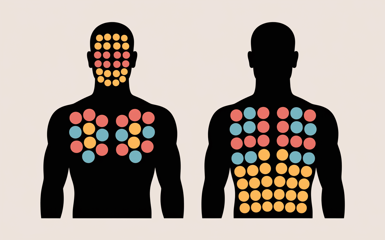 Diagramme zones petits tatouages homme