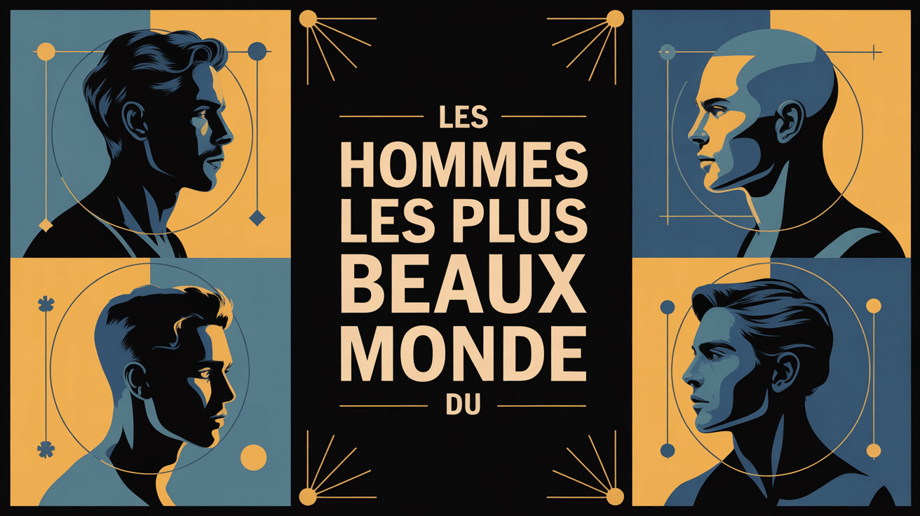 Collage artistique d'hommes beaux et géométrie dorée