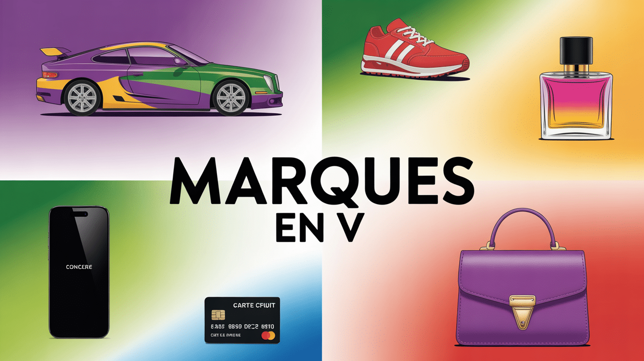 Collage coloré de marques en V