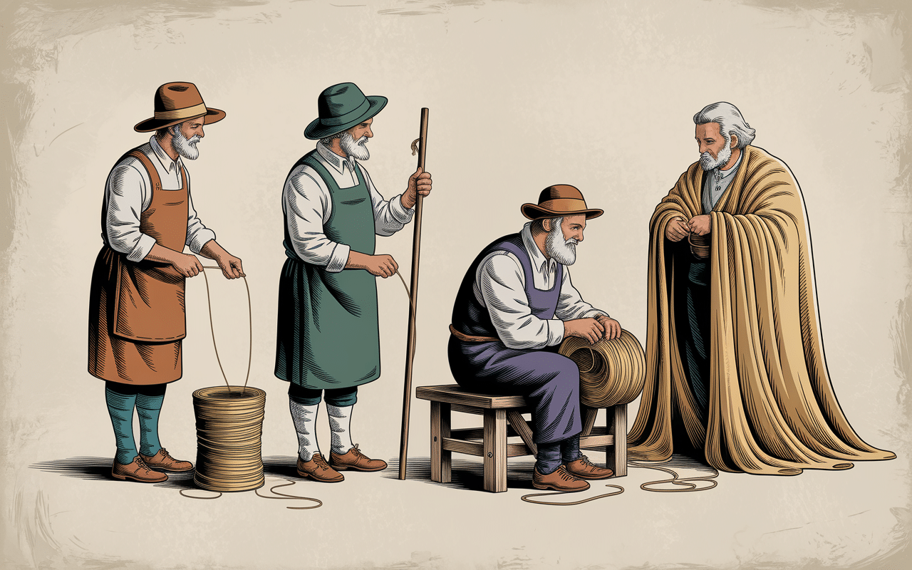 Illustration historique du travail de la laine