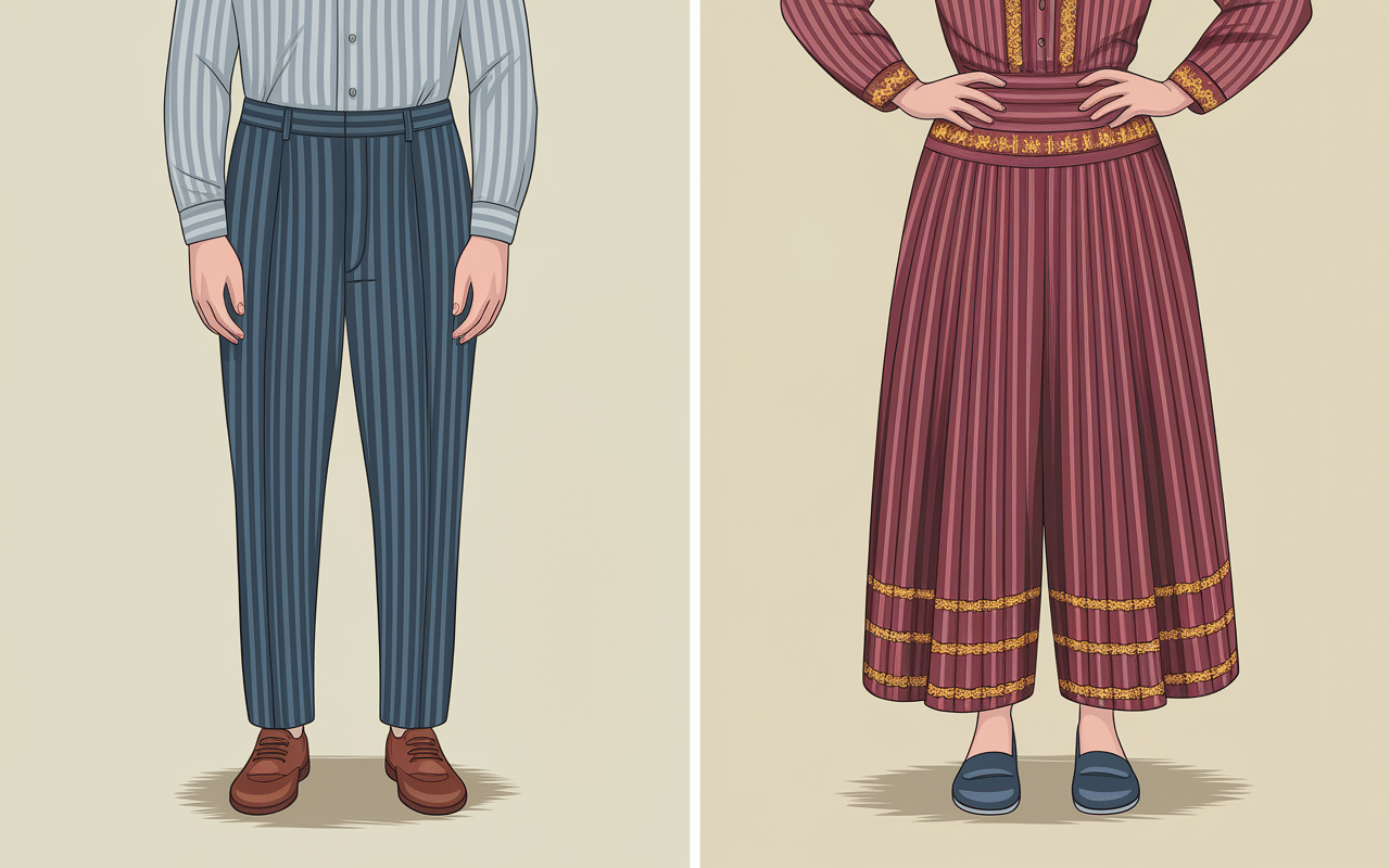 Comparaison pantalons japonais et occidentaux
