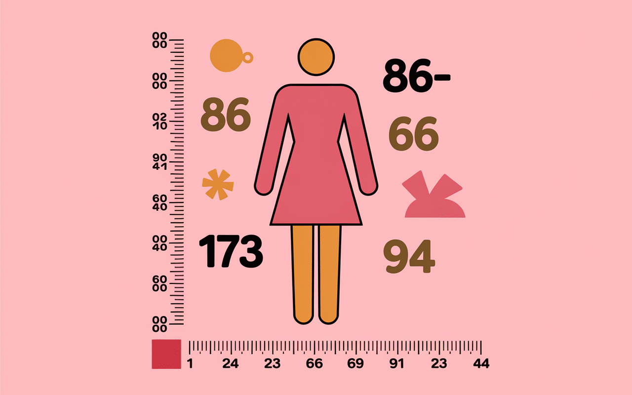 Silhouette féminine 1m73 mensurations 86-69-94