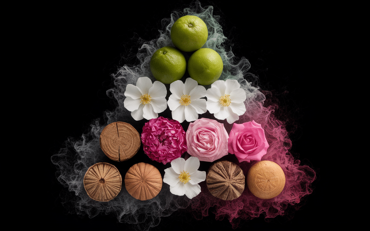 Pyramide olfactive nefertiti perfume avec jasmin bois epices