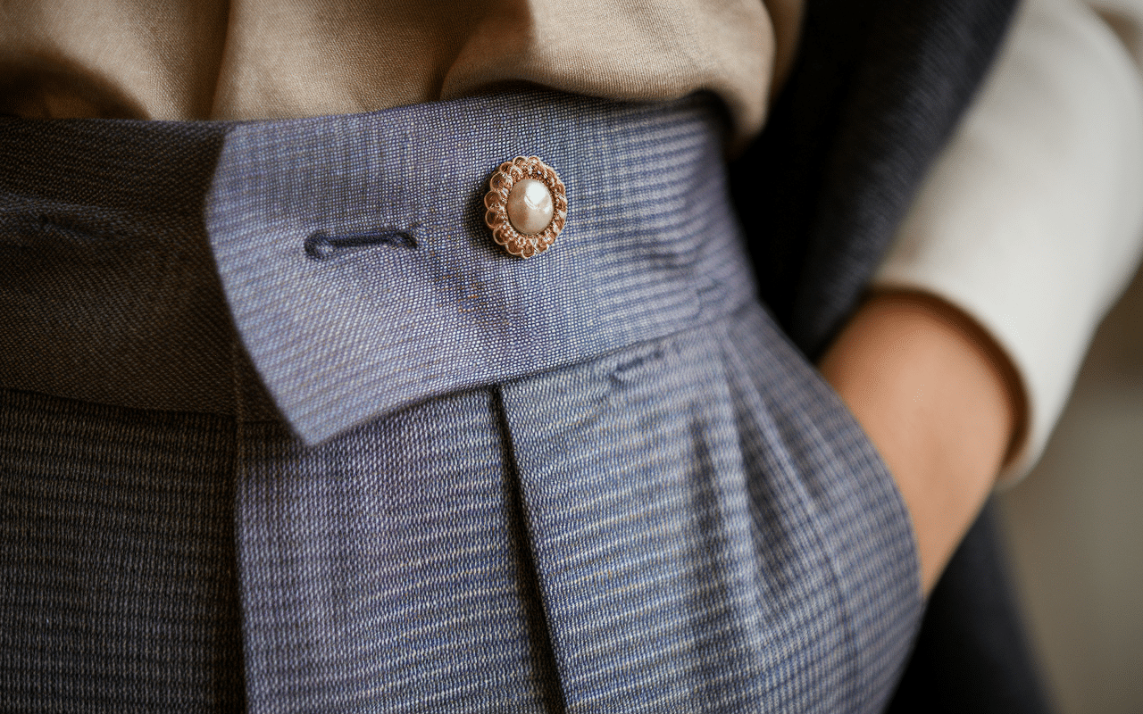 details qualité pantalon japonais femme tissu couture