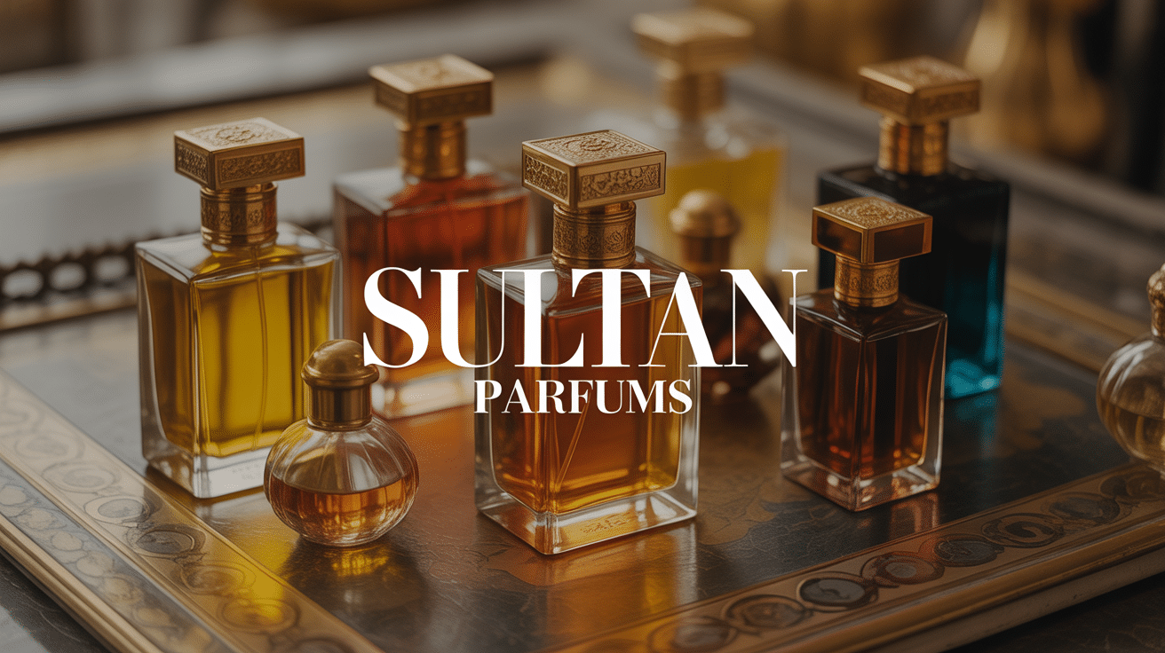 Bouteilles Sultan Parfums dorées ambiance orientale