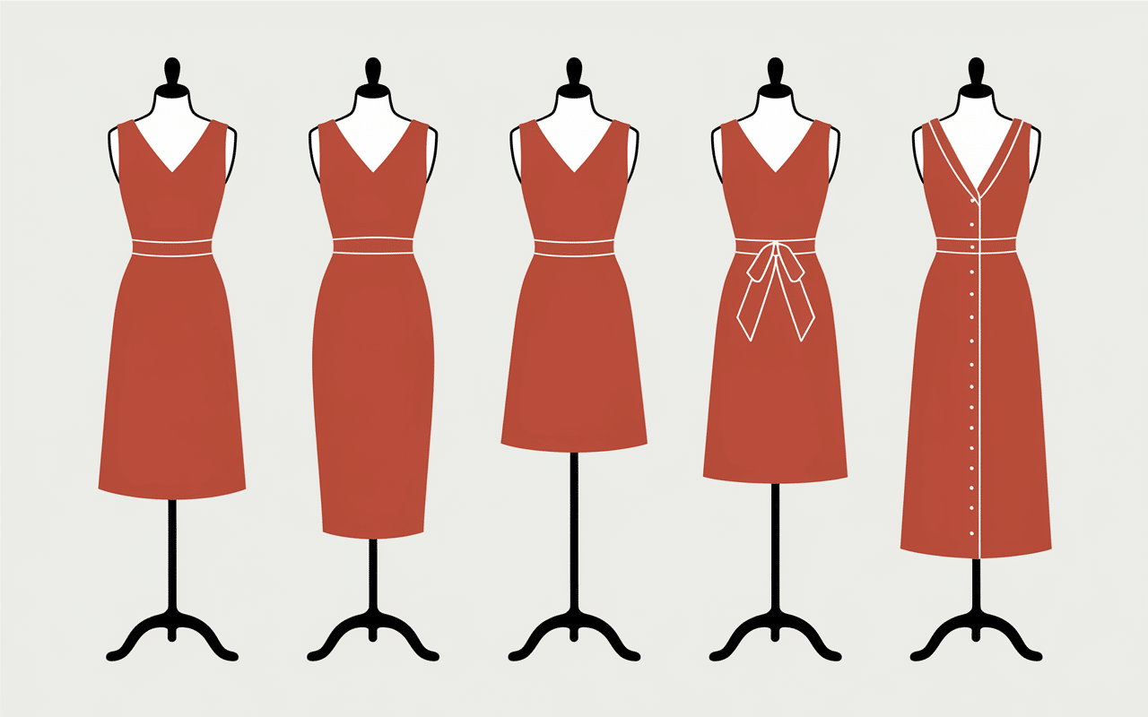 Coupes mannequins robes demoiselle d'honneur terracotta longues midi