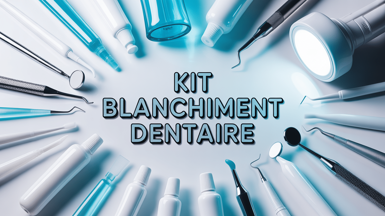 Accessoires blanchiment dentaire kit gouttières gel bandelettes lampe LED