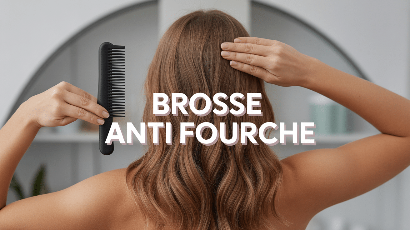 Brosse anti fourche moderne sur cheveux brillants