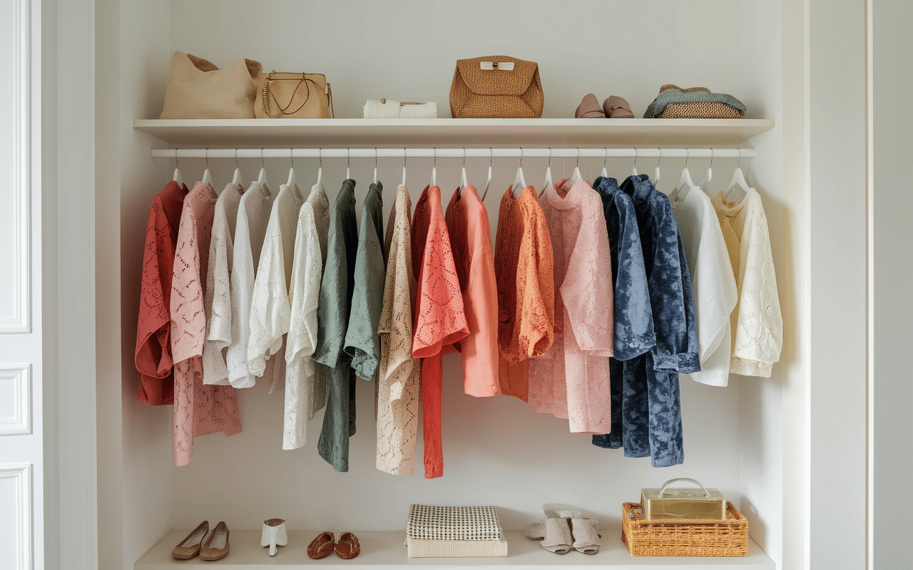 Vetements en D suspends cintres doudoune debardeur daim dentelle