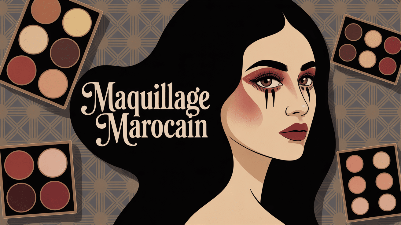 Femme profil maquillage marocain yeux khôl et palette tons dorés
