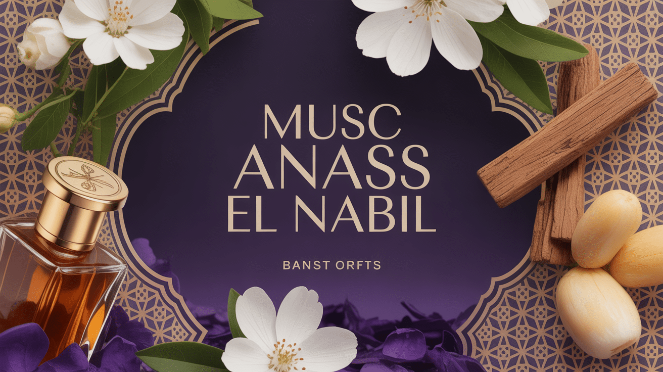 flacon parfum musc anass el nabil doré avec motifs orientaux