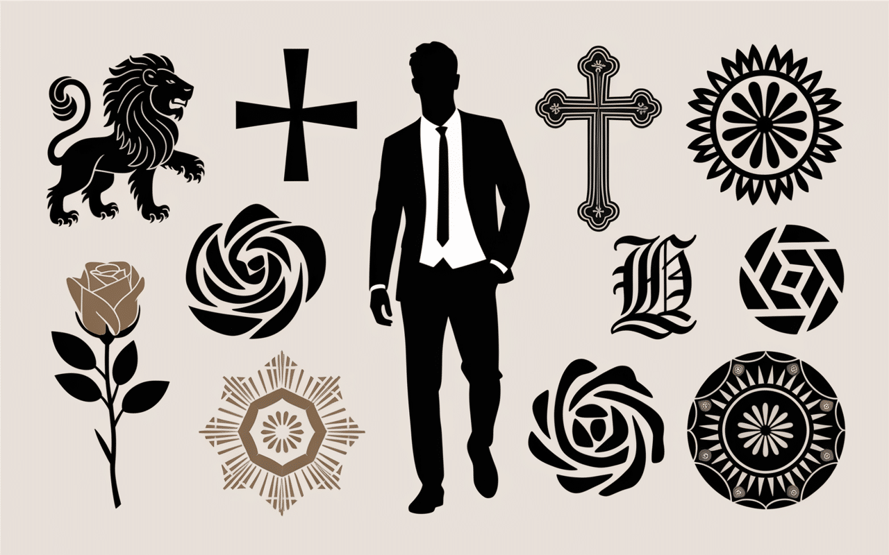 tatouage cou homme signification lion croix lettres tribaux rose