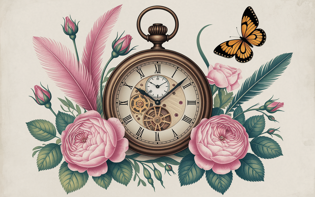 tatouage horloge femme antique mécanisme et symboles féminins