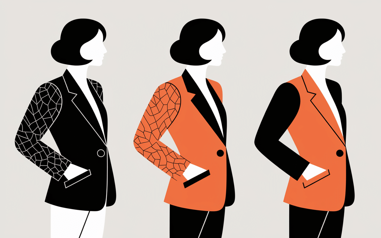 Trois silhouettes vetement en y coupe structurée